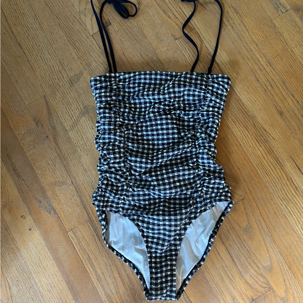 Navy and White Gingham Swimsuit